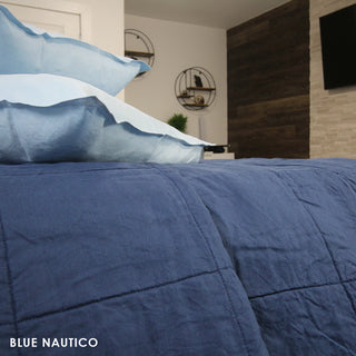 Buy blue-nautico Linen Quilted Blanket