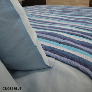 Buy cross-blue Linen Quilted Blanket