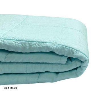 Buy sky-blue Linen Quilted Blanket